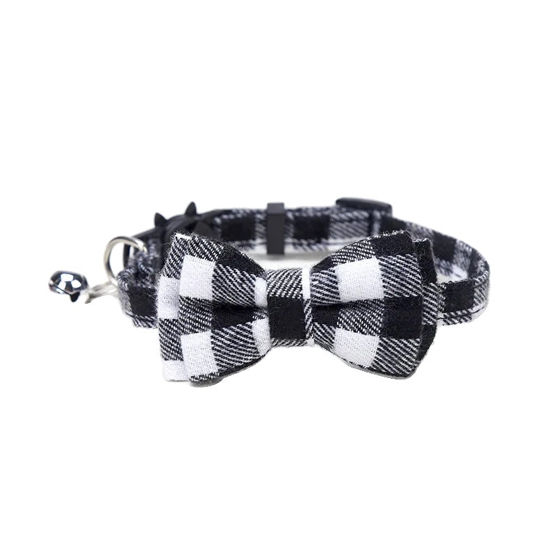 Variant image for Adjustable Cat Collar – Cute Plaid Design, Bow Tie & Bell, Christmas Red, Elastic Fit-12