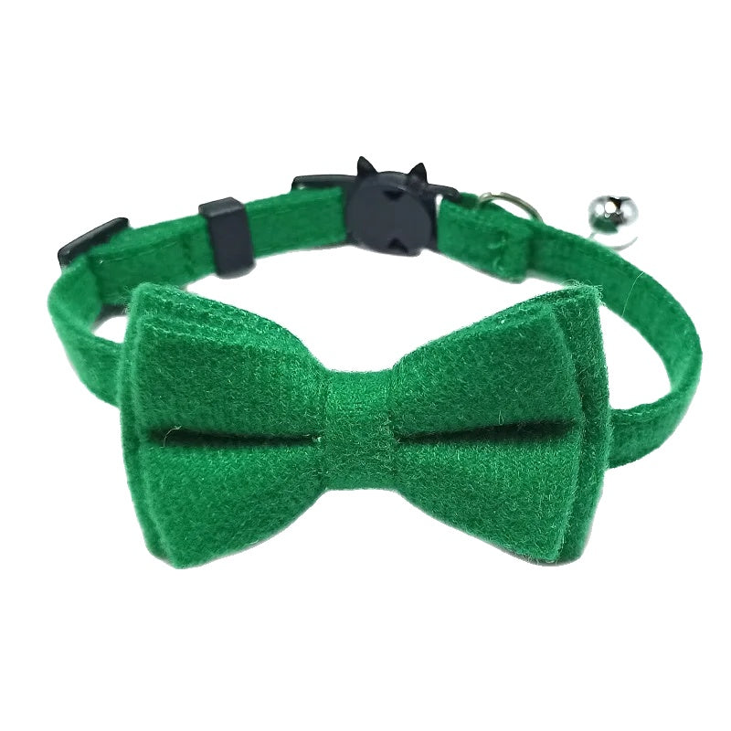 Variant image for Adjustable Cat Collar – Cute Plaid Design, Bow Tie & Bell, Christmas Red, Elastic Fit-7