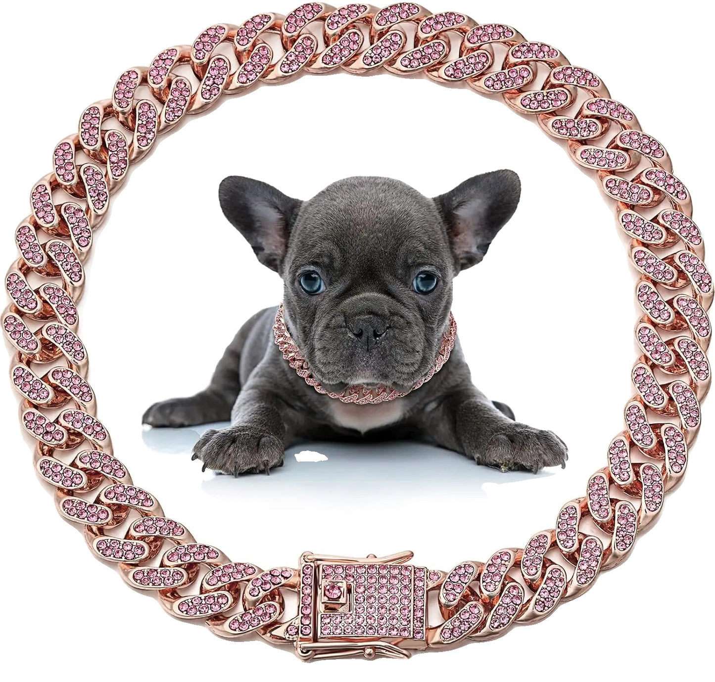 Dog Collar for Pets – Stylish Diamond Cuban Link Design, Multiple Sizes, Elegant Colors-1