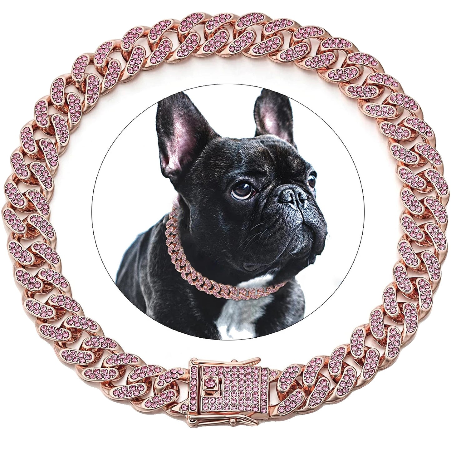 Variant image for Dog Collar for Pets – Stylish Diamond Cuban Link Design, Multiple Sizes, Elegant Colors-50