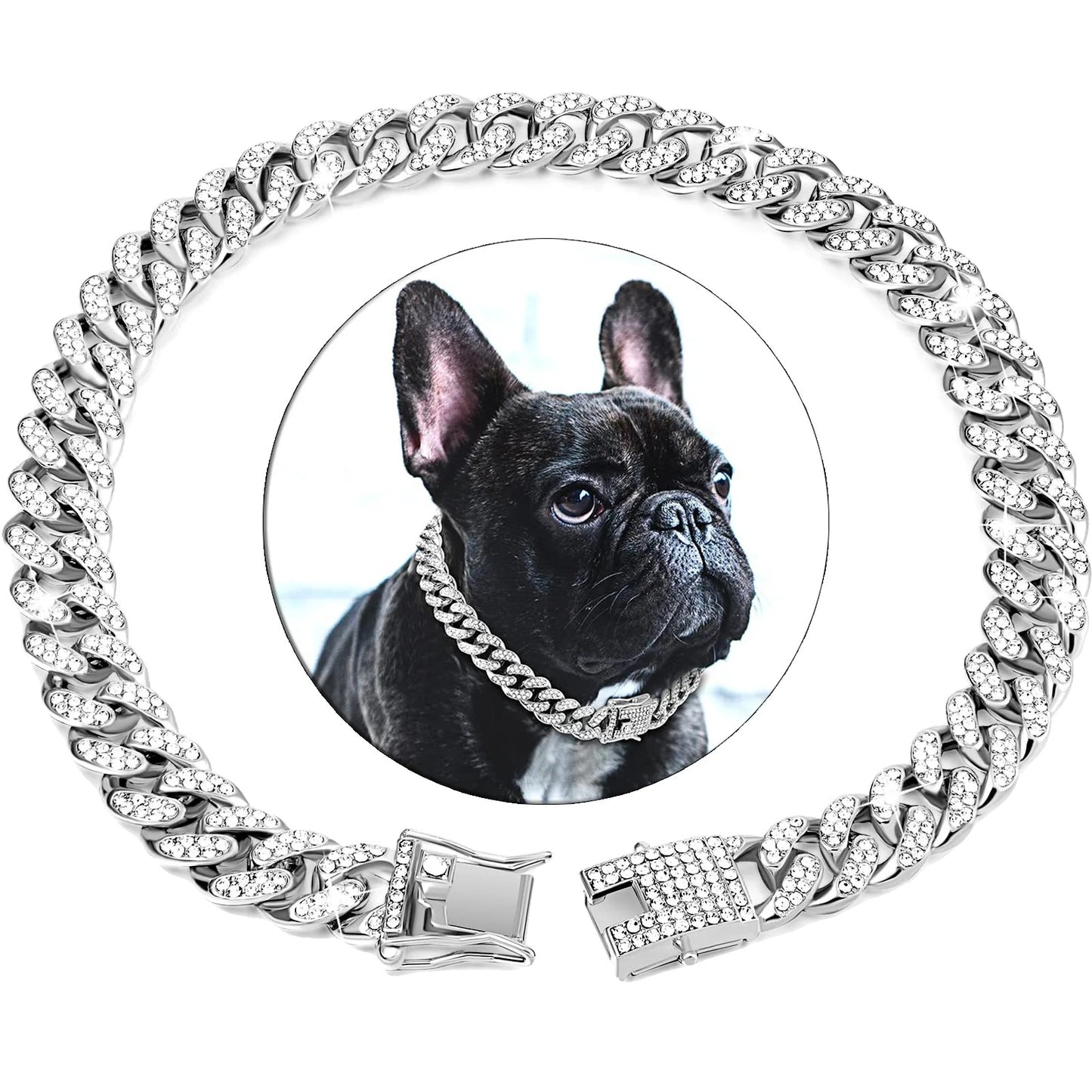 Variant image for Dog Collar for Pets – Stylish Diamond Cuban Link Design, Multiple Sizes, Elegant Colors-21