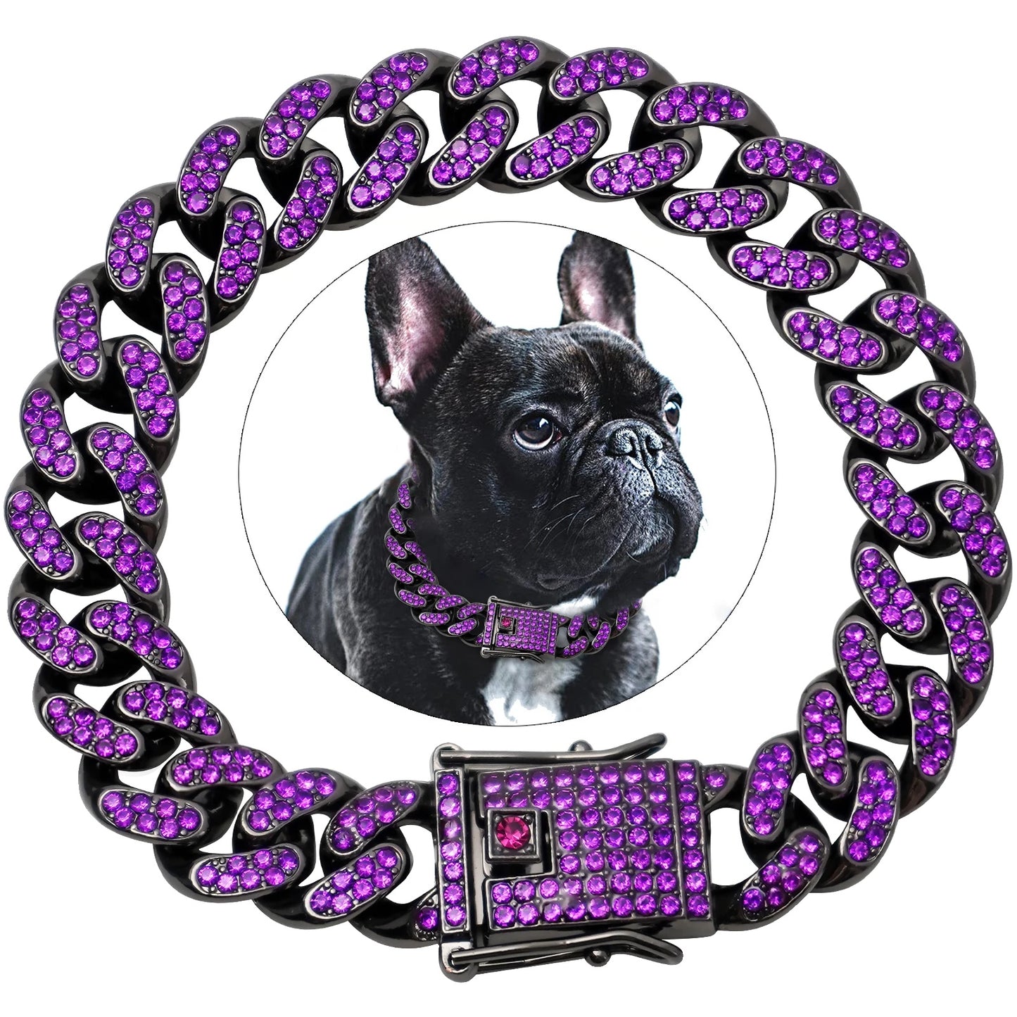 Variant image for Dog Collar for Pets – Stylish Diamond Cuban Link Design, Multiple Sizes, Elegant Colors-33