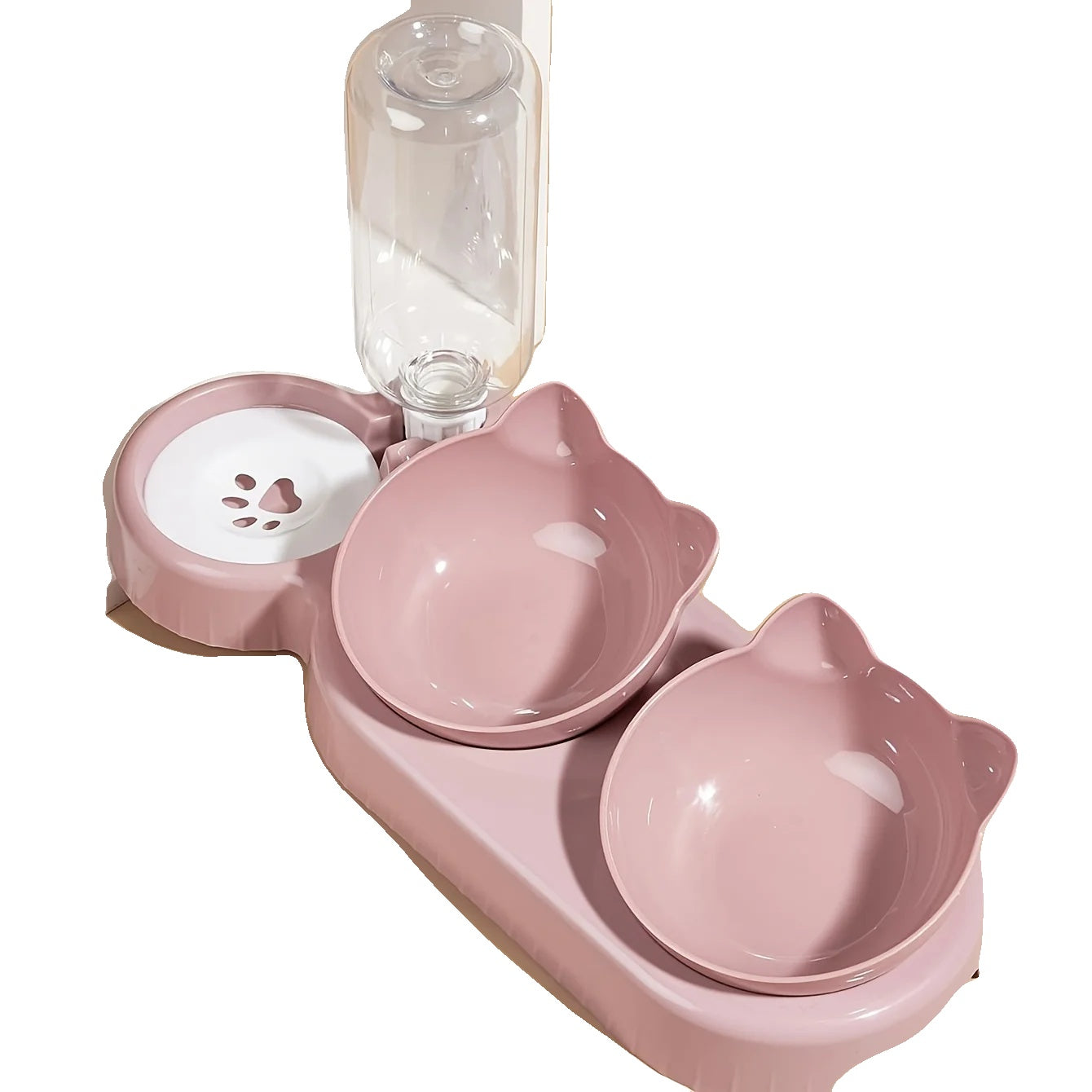 Variant image for Tilted Cat Bowl Set with Water Feeder – Ergonomic Design, 3-in-1 Functionality, Easy to Clean-3