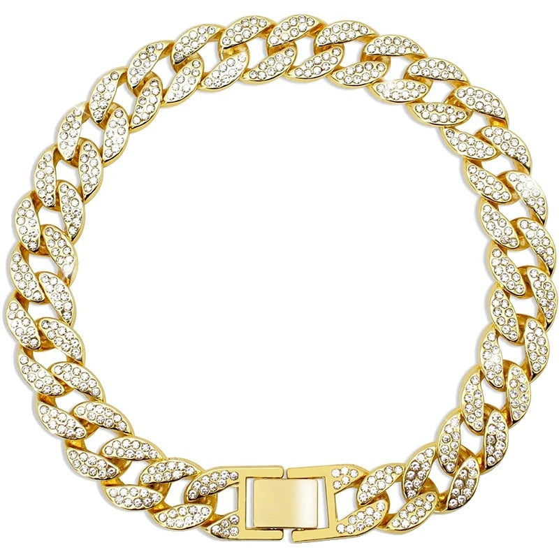 Variant image for Cuban Collar for Dogs and Cats – Pink Diamond Design, Flexible Metal Chain, Adjustable Length-12