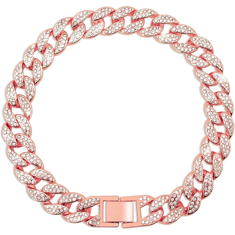 Variant image for Cuban Collar for Dogs and Cats – Pink Diamond Design, Flexible Metal Chain, Adjustable Length-17