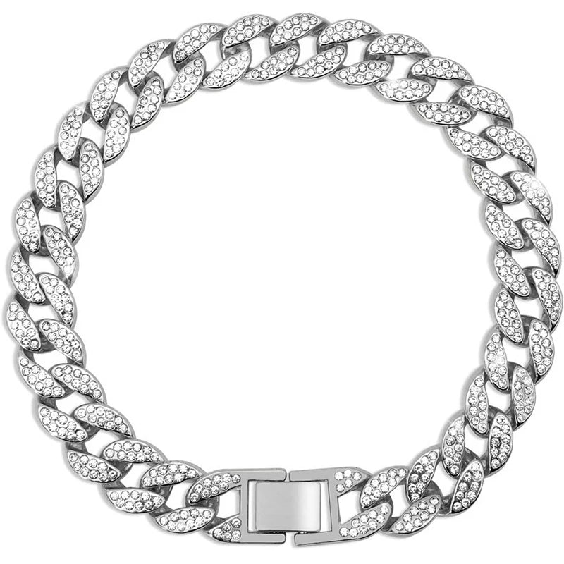 Variant image for Cuban Collar for Dogs and Cats – Pink Diamond Design, Flexible Metal Chain, Adjustable Length-15