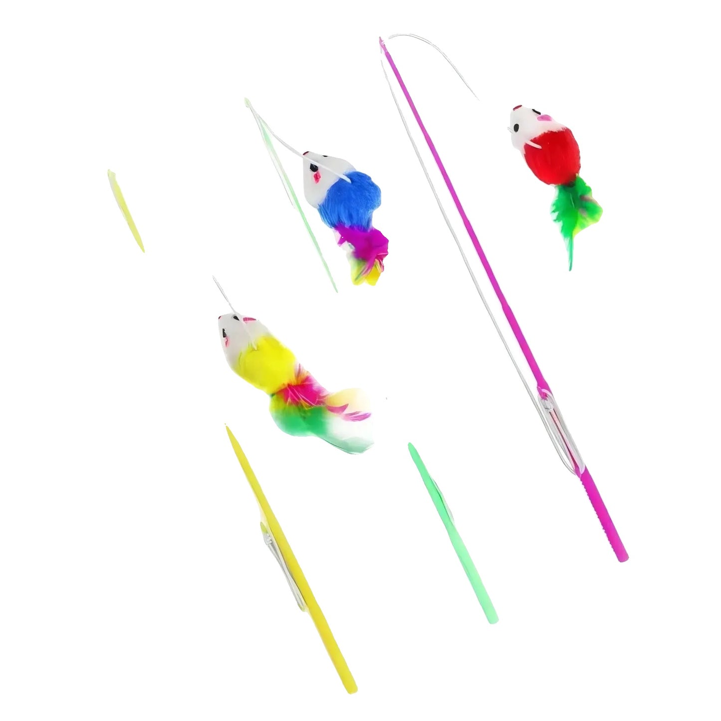 Variant image for Interactive Cat Toy – Teasing Stick with Colorful Ribbons, Soft Satin, Flexible Rod-2