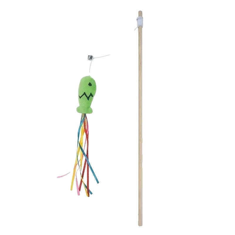 Variant image for Interactive Cat Toy for Indoor Cats – Natural Wooden Handle, Colorful Ribbons, Elastic String-2