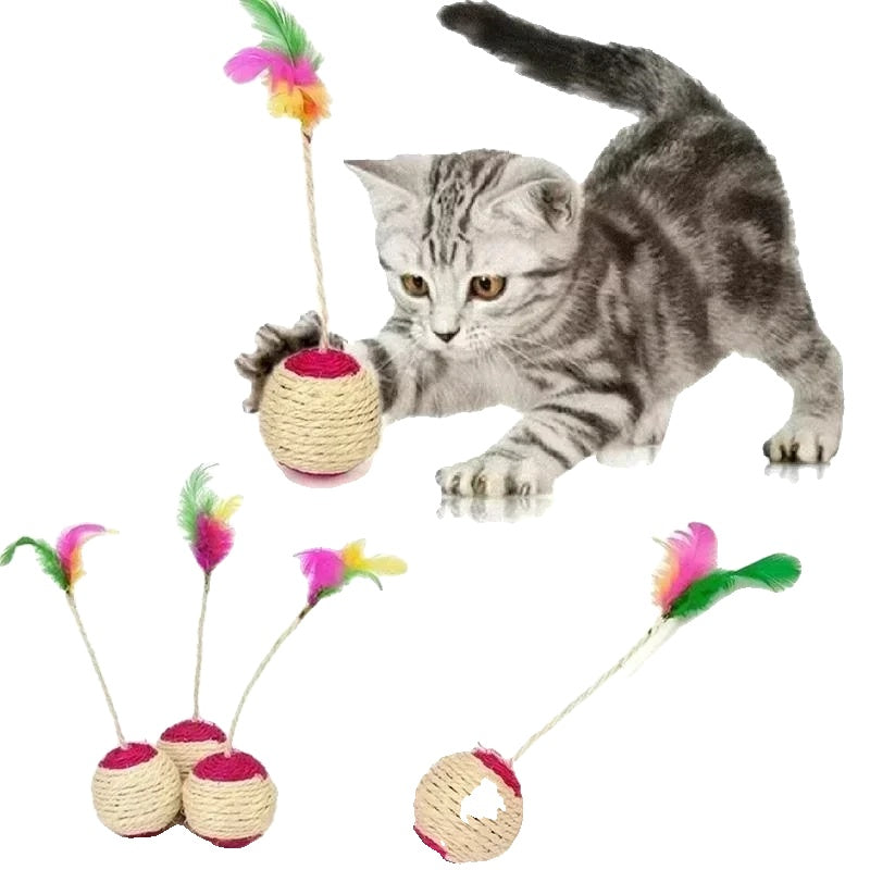 Interactive Cat Toy for Kittens – Durable Sisal, Engaging Feather, 4cm Diameter-2
