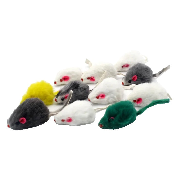 Variant image for Cat Toy for Kittens – Rabbit Fur Mouse, Colorful Feather Design, Engages Natural Hunting Instincts-3