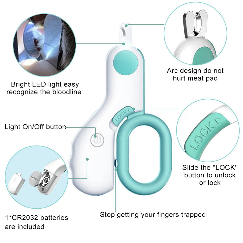 Nail Clipper for Cats and Small Dogs – LED Light, Ergonomic Design, Stainless Steel Blade-3