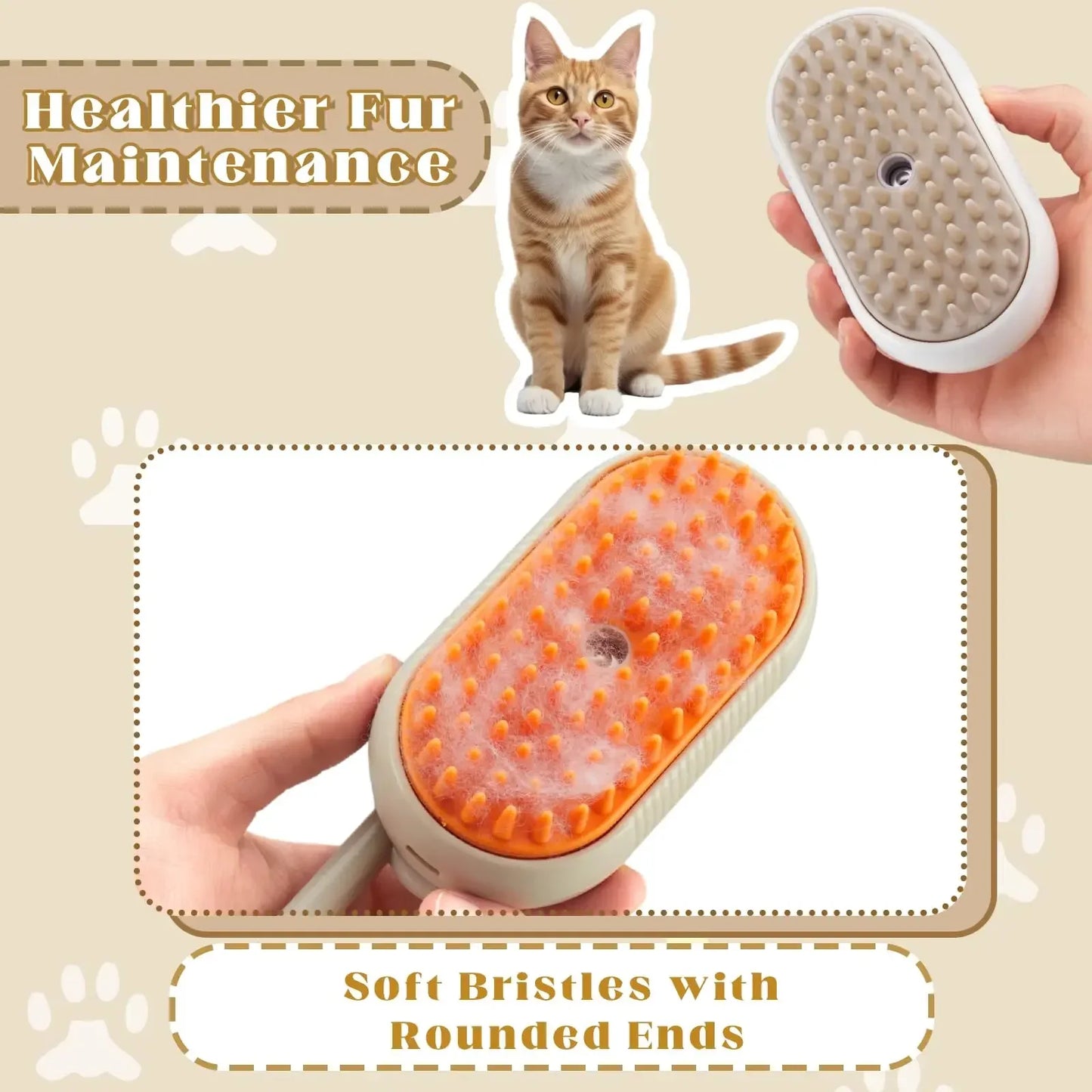3-in-1 Dog Grooming Brush – Electric Steam Technology, Gentle Massage, Rechargeable-3