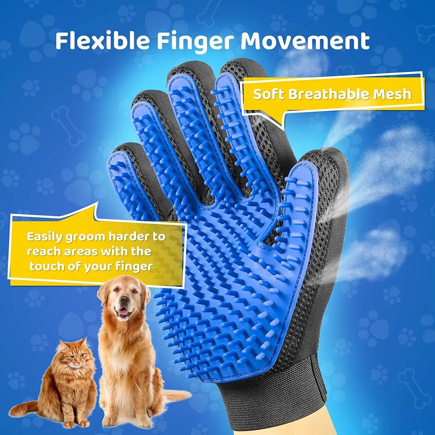 Grooming Gloves for Cats and Dogs – Gentle Hair Remover, Comfortable Fit, Easy to Clean-5