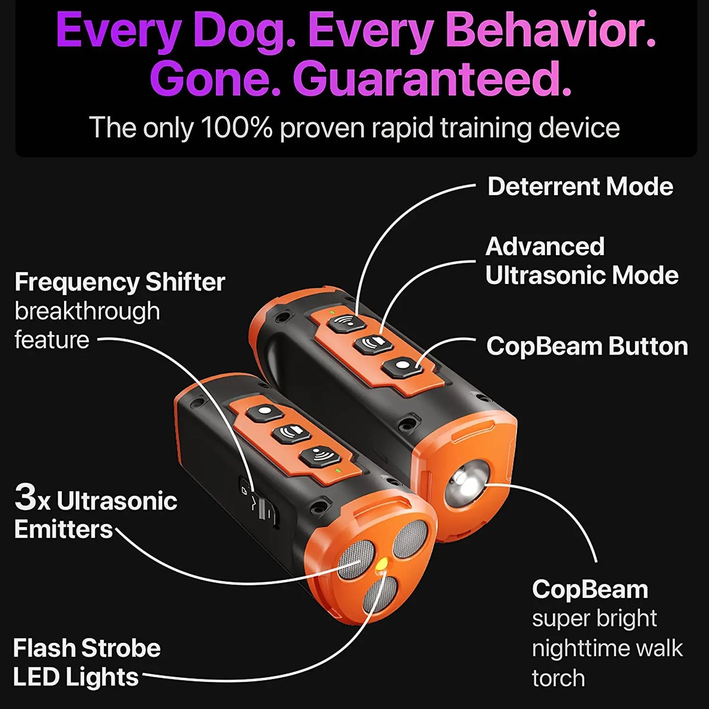 Ultrasonic Anti Bark Dog Device with Rechargeable Battery and LED Flashlight – Effective Bark Control up to 50 Feet-6