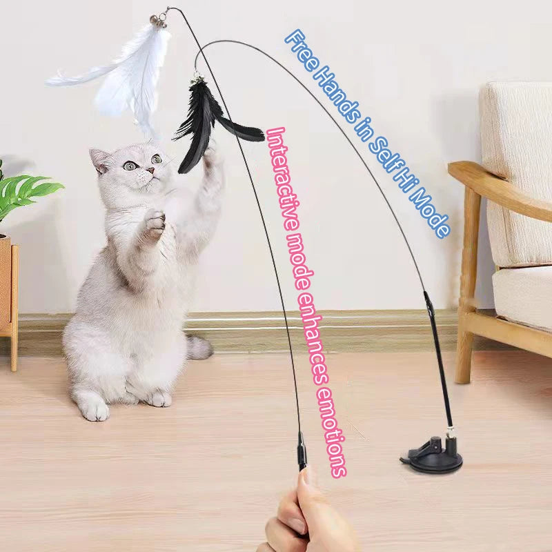 Interactive Cat Toy for Kittens – Feather Teaser Wand, Suction Cup Design, Engaging Play-5