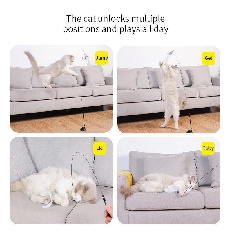 Interactive Cat Toy for Kittens – Feather Teaser Wand, Suction Cup Design, Engaging Play-6