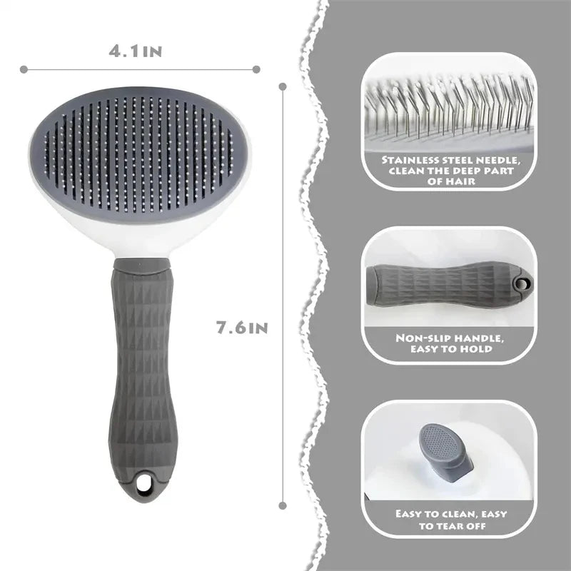Self-Cleaning Grooming Brush for Dogs – Ergonomic Design, Pet Hair Removal, Available in 3 Colors-4