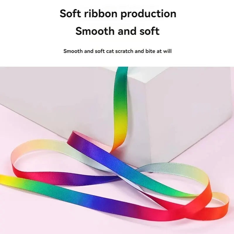 Interactive Cat Toy – Teasing Stick with Colorful Ribbons, Soft Satin, Flexible Rod-4