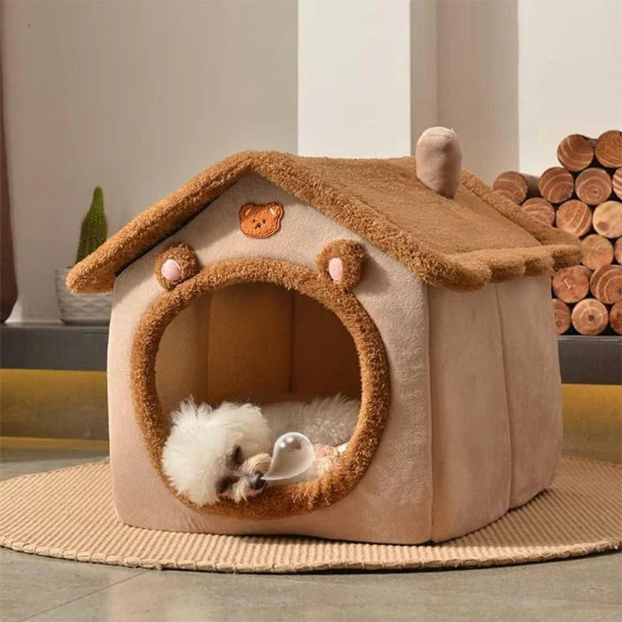 Foldable Pet House for Cats – Cozy Cave Design, Removable Cover, Washable, Lightweight-5
