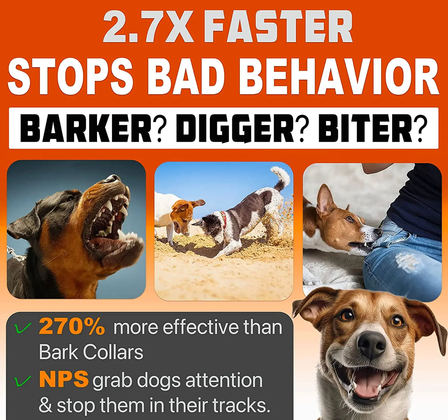 Ultrasonic Anti Bark Dog Device with Rechargeable Battery and LED Flashlight – Effective Bark Control up to 50 Feet-4