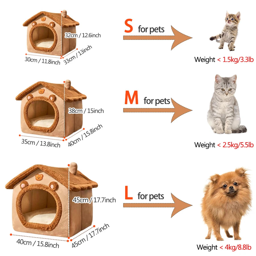 Foldable Pet House for Cats – Cozy Cave Design, Removable Cover, Washable, Lightweight-3