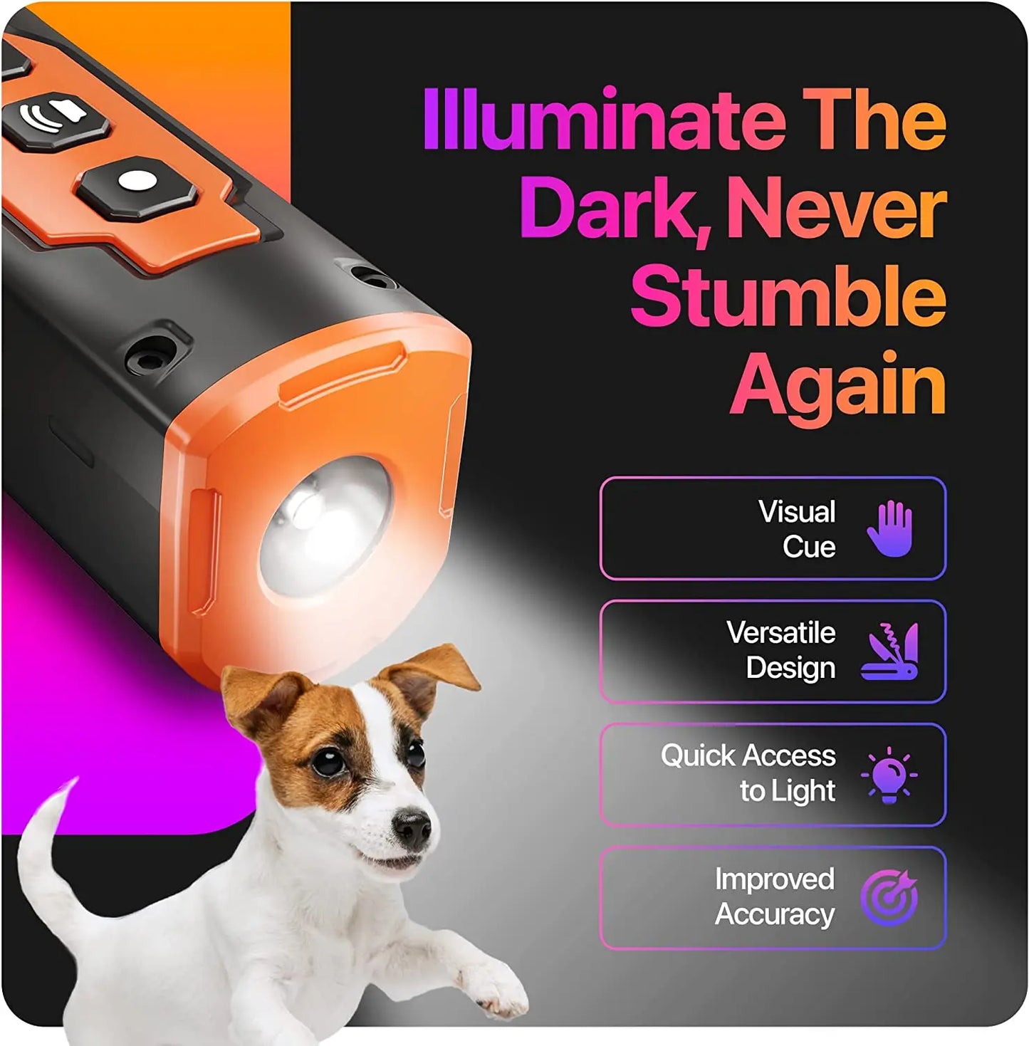 Ultrasonic Anti Bark Dog Device with Rechargeable Battery and LED Flashlight – Effective Bark Control up to 50 Feet-5