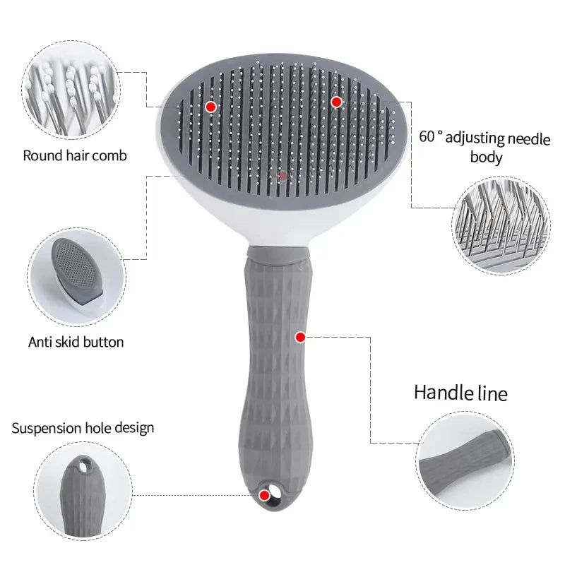 Self-Cleaning Grooming Brush for Dogs – Ergonomic Design, Pet Hair Removal, Available in 3 Colors-5