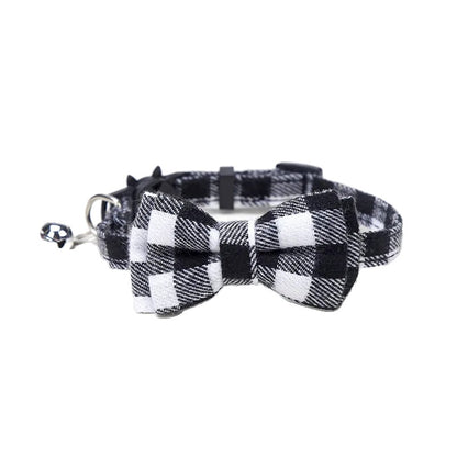 Variant image for Adjustable Cat Collar – Cute Plaid Design, Bow Tie & Bell, Christmas Red, Elastic Fit-12