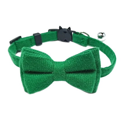 Variant image for Adjustable Cat Collar – Cute Plaid Design, Bow Tie & Bell, Christmas Red, Elastic Fit-7