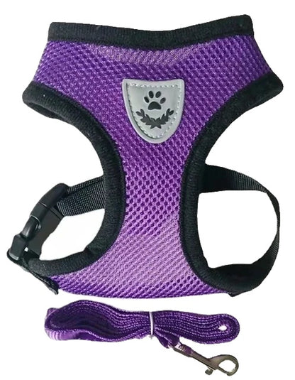 Variant image for Adjustable Harness for Small Dogs and Cats – Breathable Mesh, Reflective Stripes, Includes Leash-1