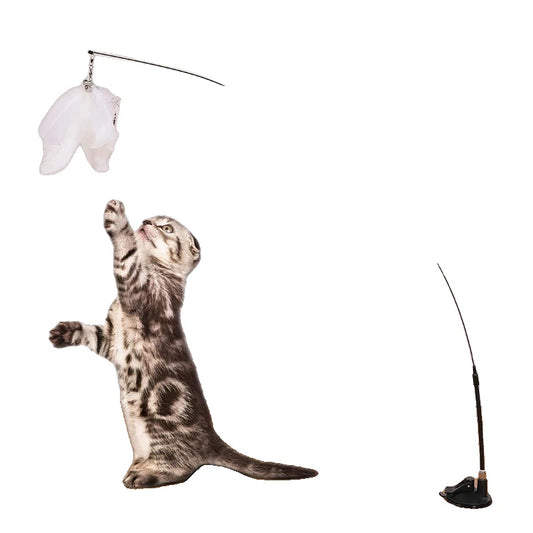 Interactive Cat Toy for Kittens – Feather Teaser Wand, Suction Cup Design, Engaging Play-2