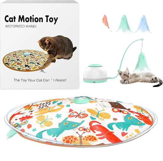 Interactive Cat Toy for Indoor Cats – Motorized Wand, 4 Adjustable Modes, 3 Feathers-2