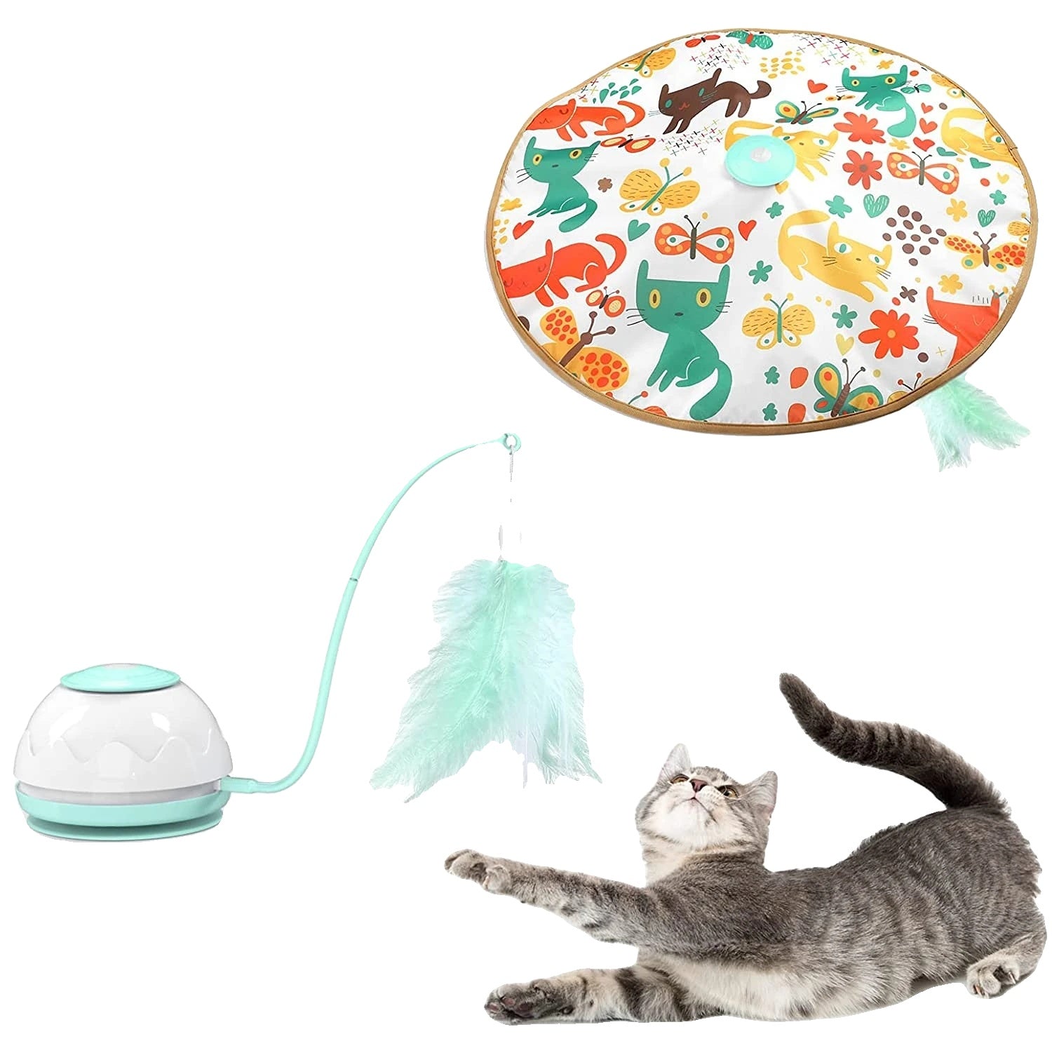 Variant image for Interactive Cat Toy for Indoor Cats – Motorized Wand, 4 Adjustable Modes, 3 Feathers-2