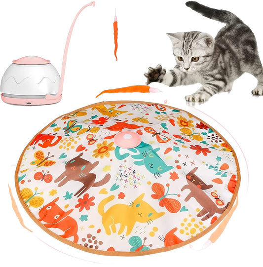 Interactive Cat Toy for Indoor Cats – Motorized Wand, 4 Adjustable Modes, 3 Feathers-1
