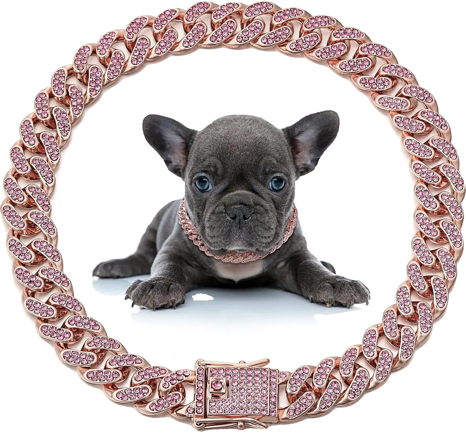 Dog Collar for Pets – Stylish Diamond Cuban Link Design, Multiple Sizes, Elegant Colors-1