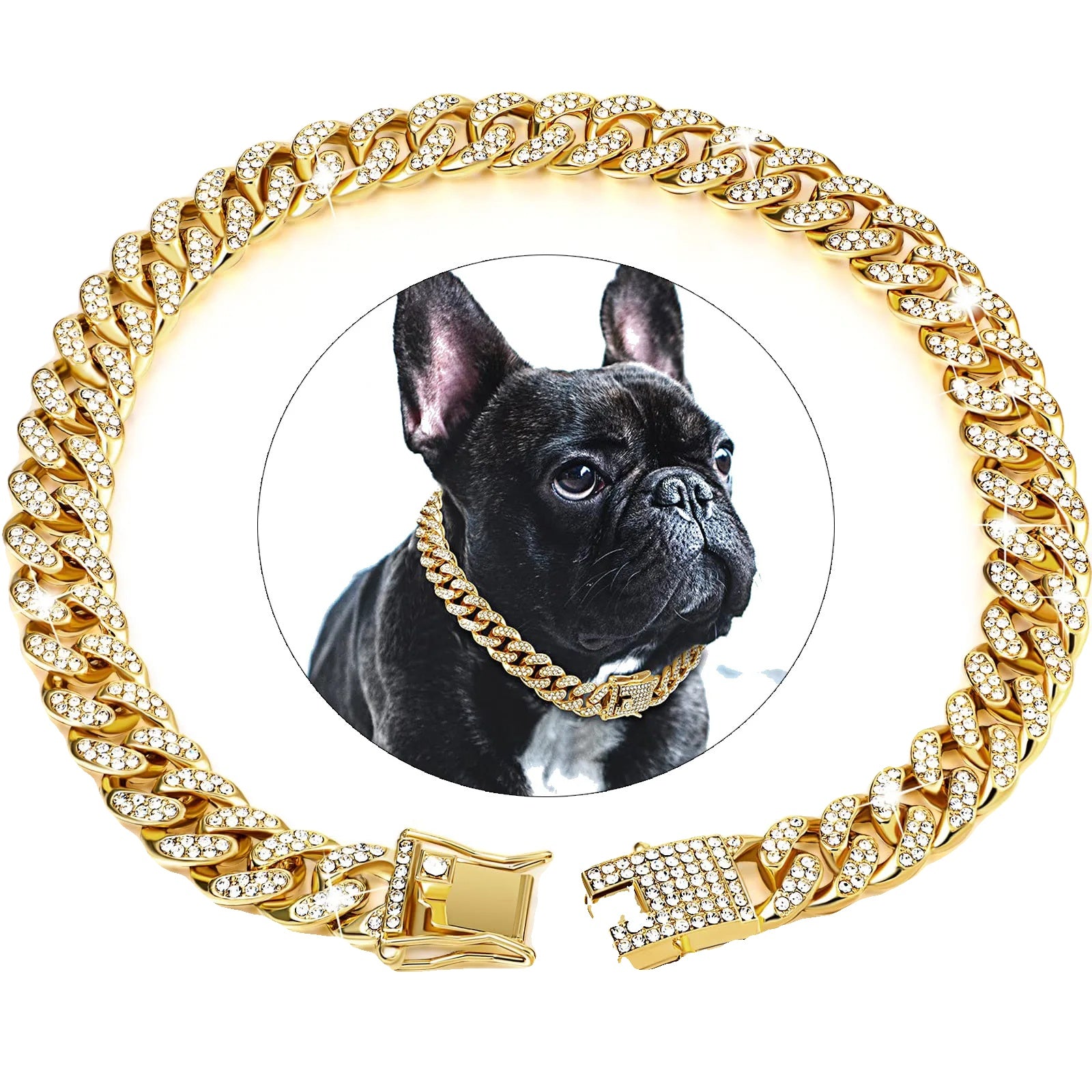 Variant image for Dog Collar for Pets – Stylish Diamond Cuban Link Design, Multiple Sizes, Elegant Colors-52