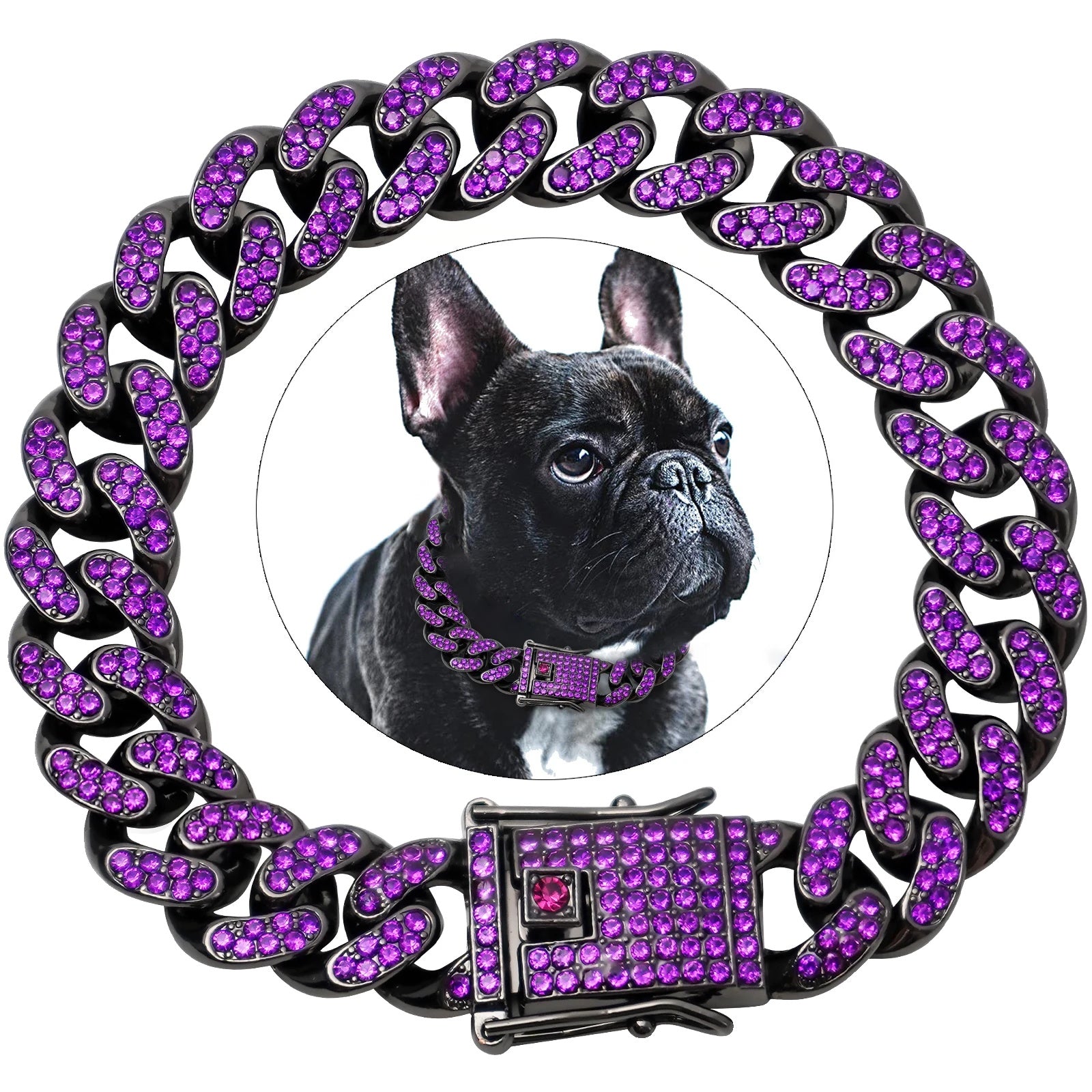 Variant image for Dog Collar for Pets – Stylish Diamond Cuban Link Design, Multiple Sizes, Elegant Colors-33