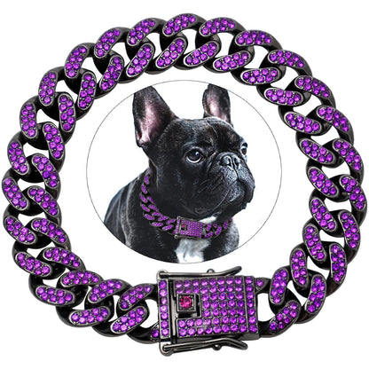 Variant image for Dog Collar for Pets – Stylish Diamond Cuban Link Design, Multiple Sizes, Elegant Colors-33