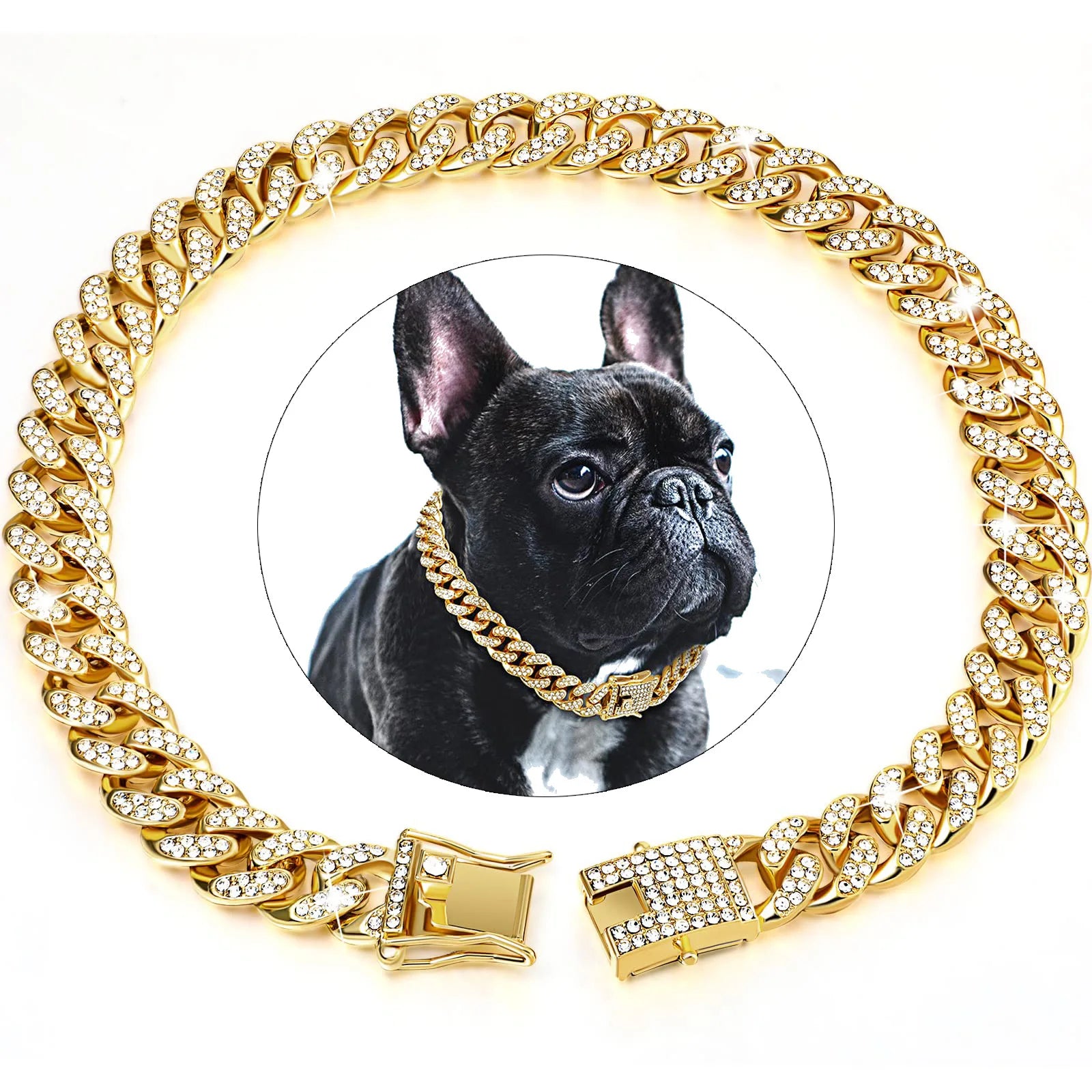 Variant image for Dog Collar for Pets – Stylish Diamond Cuban Link Design, Multiple Sizes, Elegant Colors-11