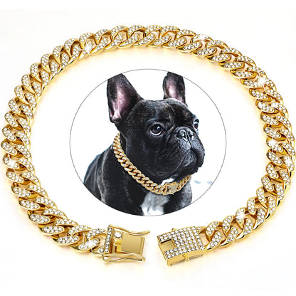 Variant image for Dog Collar for Pets – Stylish Diamond Cuban Link Design, Multiple Sizes, Elegant Colors-11