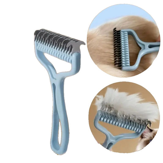 Double-Sided Dog Grooming Brush – Stainless Steel Fur Knot Cutter, Deshedding Tool-2