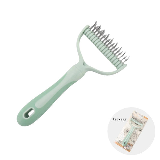 Double-Sided Dog Grooming Brush – Stainless Steel Fur Knot Cutter, Deshedding Tool-1