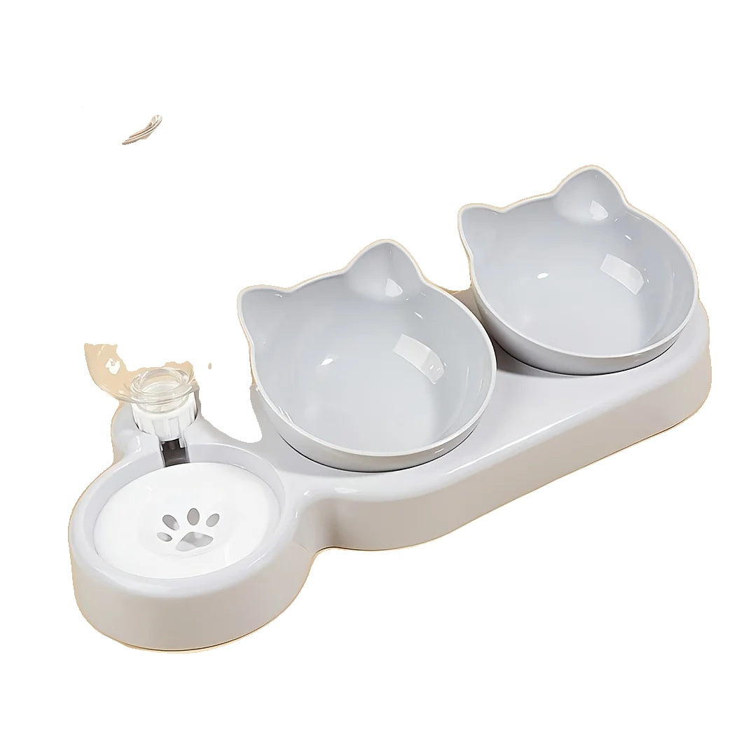 Variant image for Tilted Cat Bowl Set with Water Feeder – Ergonomic Design, 3-in-1 Functionality, Easy to Clean-4