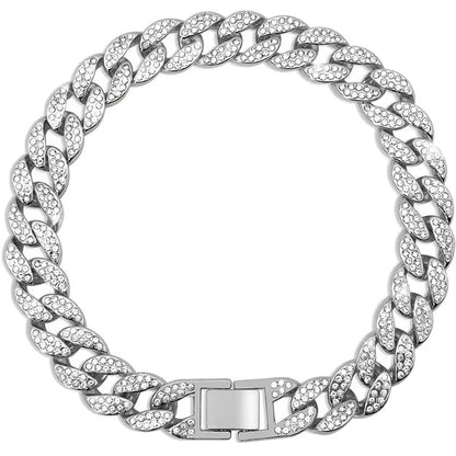Variant image for Cuban Collar for Dogs and Cats – Pink Diamond Design, Flexible Metal Chain, Adjustable Length-8