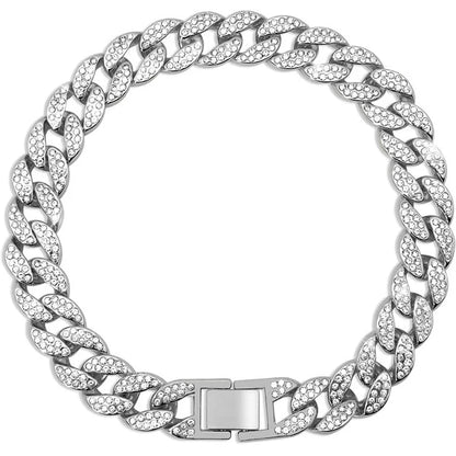 Variant image for Cuban Collar for Dogs and Cats – Pink Diamond Design, Flexible Metal Chain, Adjustable Length-15