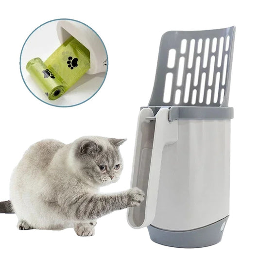 Cat Litter Scoop for Easy Cleaning – Large Capacity, Durable ABS, Built-in Trash Can-2