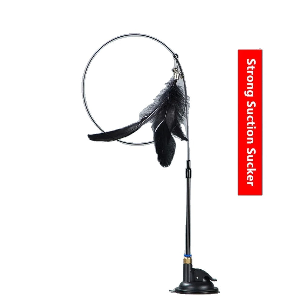 Variant image for Interactive Cat Toy – Feather Wand with Suction Cup Base, Durable Design, Safe Materials-4