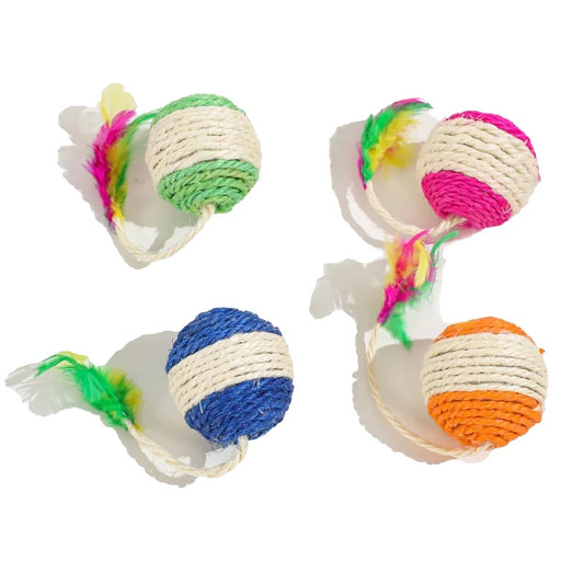 Interactive Cat Toy for Kittens – Durable Sisal, Engaging Feather, 4cm Diameter-1