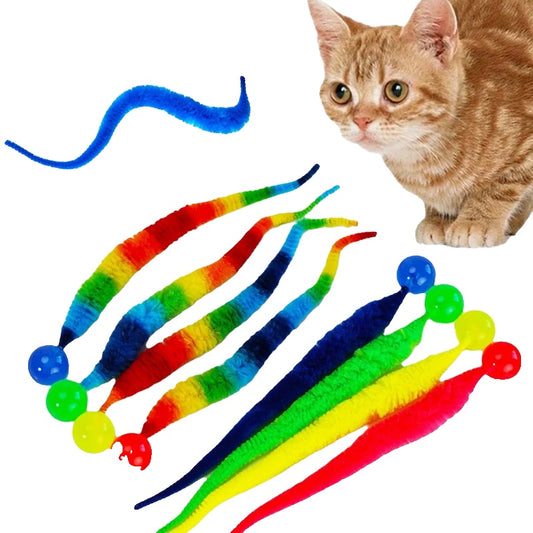 Interactive Cat Toy Set – 3 Colorful Bouncing Worm Balls, Elastic Design, Promotes Active Play-2