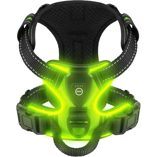 LED Dog Harness for Night Safety – No Pull Design, Rechargeable, Comfortable Fit-1